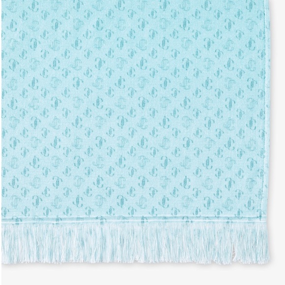 JIMMY CHOO Aqua Blue JC Monogram Print Cotton Beach TOWEL Terry 70 x 36.75 inch - Picture 5 of 5